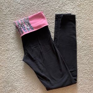 PINK fold-over leggings with sequin butt, XS